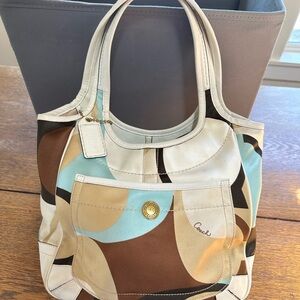 Coach Brown and Blue Patterned shoulder bag